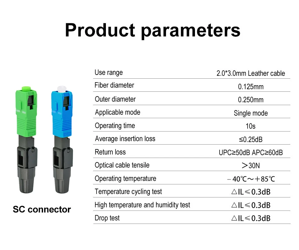 FTTH connettore rapido in fibra ottica integrato SC APC adattatore in fibra ottica monomodale SC UPC connessione a freddo assemblaggio rapido sul