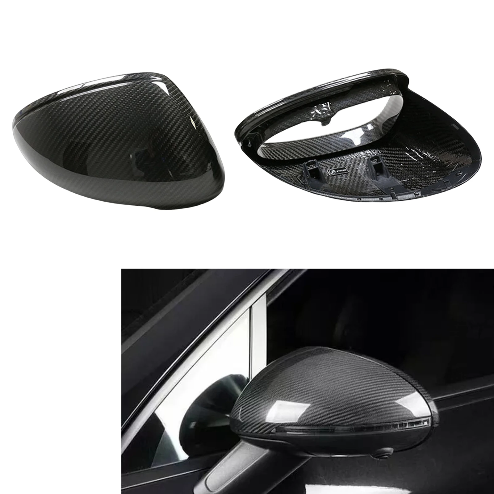 

Mirror Cover For Porsche Macan 2014-2023 Real Dry Carbon Fiber Exterior Door Side Rearview Cap Shell Replacment Clip On Style