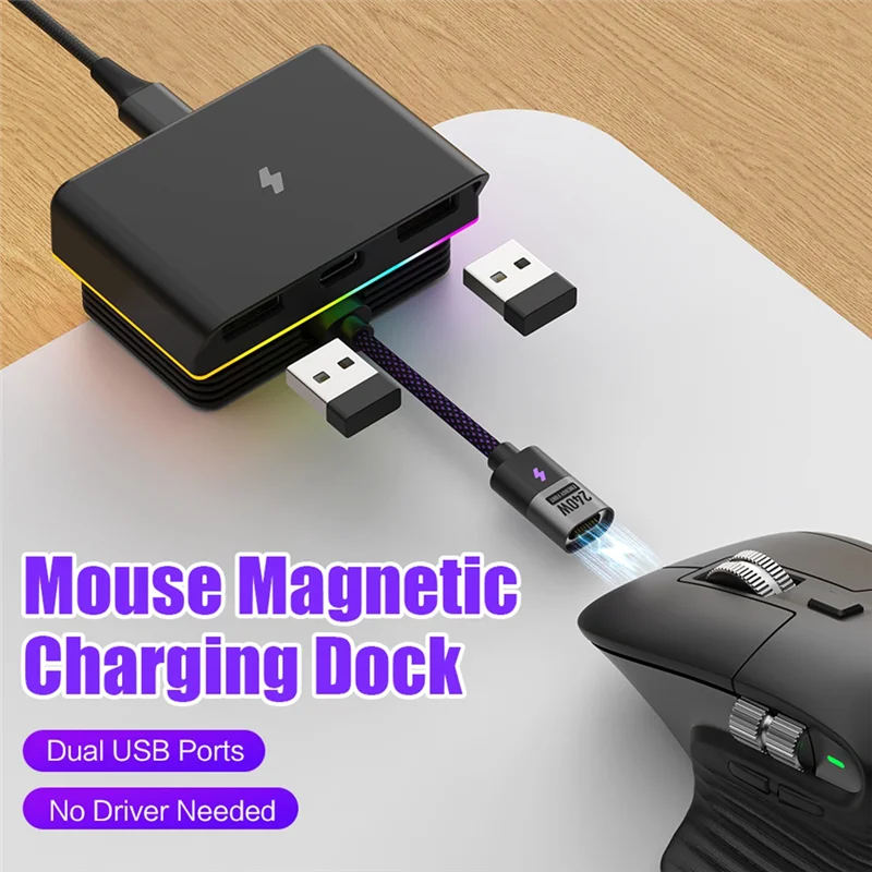 Ratón magnético L52A-Charge Dock RGB para Logitech G PRO X SUPERLIGHT 2 MX Master 3S 3 en cualquier lugar VGN VXE R1 Max AJAZZ AJ199