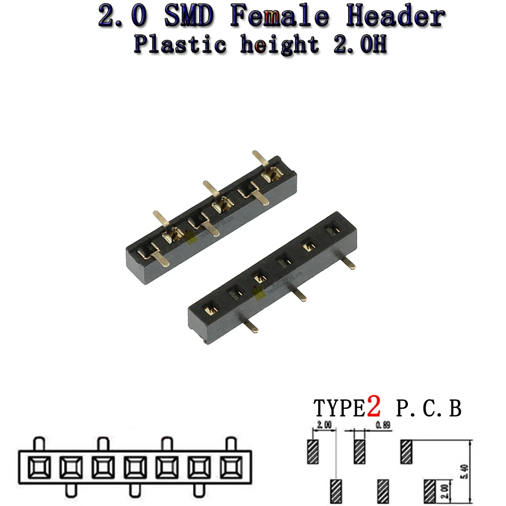 10 PZ SMD TYPE2 Passo 2.0 MM H2.0 singola fila patch verticale dislocazione fila singola fila ago sede madre 1X4p5p6p8p10p ~ 12p
