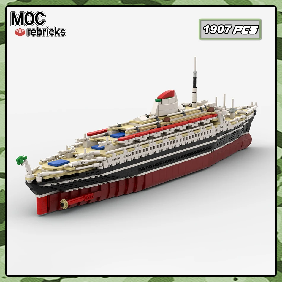 MOC-175846 Andrea Doria Mini zestaw klocków słynne zatopione statki modelują kreatywnych ekspertów klocki zabawkowe prezent na biurko