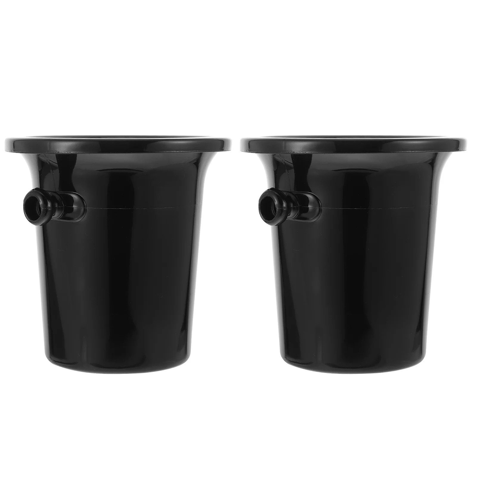 

2Pcs Plastic Ice Bucket Wine Tasting Spittoon Black Round Dual Handle with Inner Funnel Premium Look for Bars Tastings