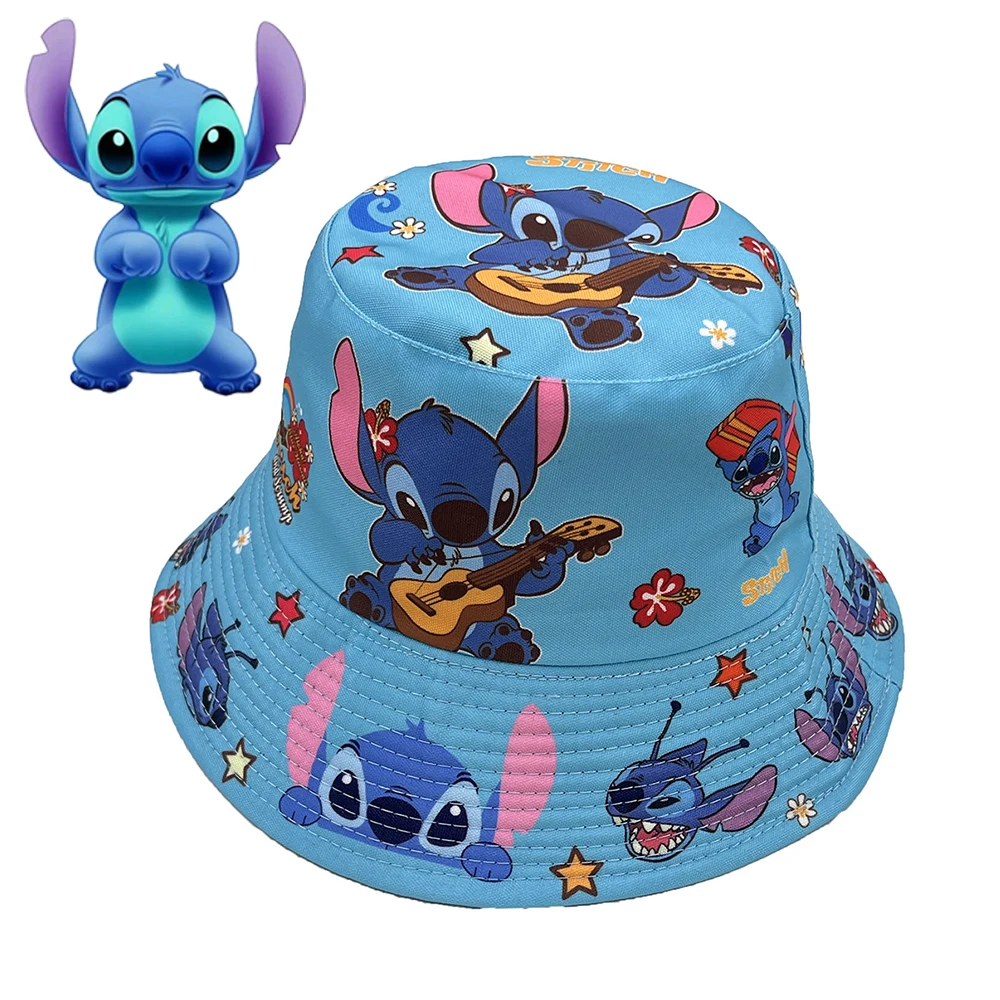 Lilo Stitch Hut Fischer Kappe Faltbare Eimer Hüte Cartoon Nettes Kind Outdoor Sonnenschutz Schatten Jungen Mädchen Meer Strand Reise Kappen