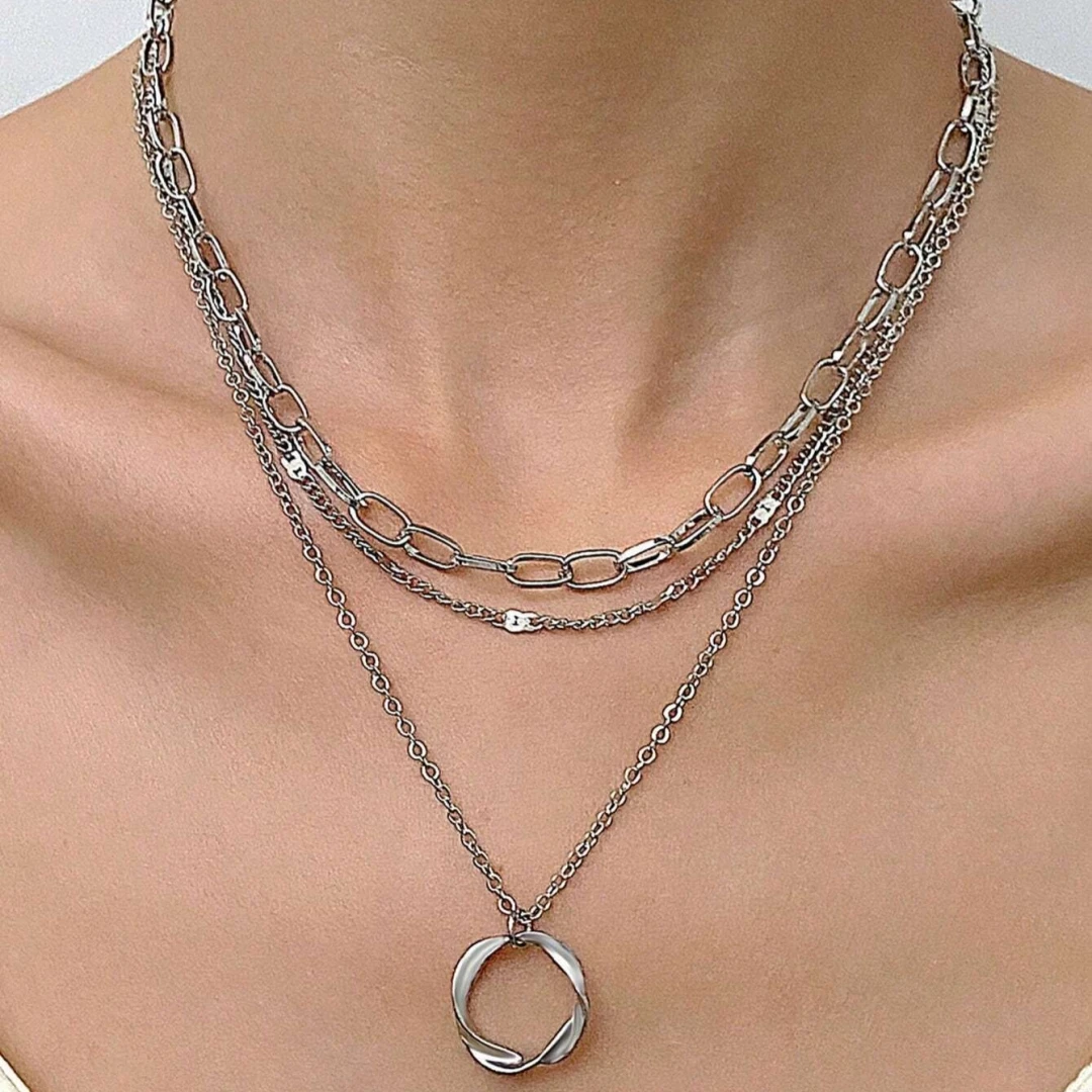 Многослойное-ожерелье-чокер-с-подвесками-для-женщин-цепочка-на-шею-винтажное-из-сплава-с-круглыми-и-звездными-шармами