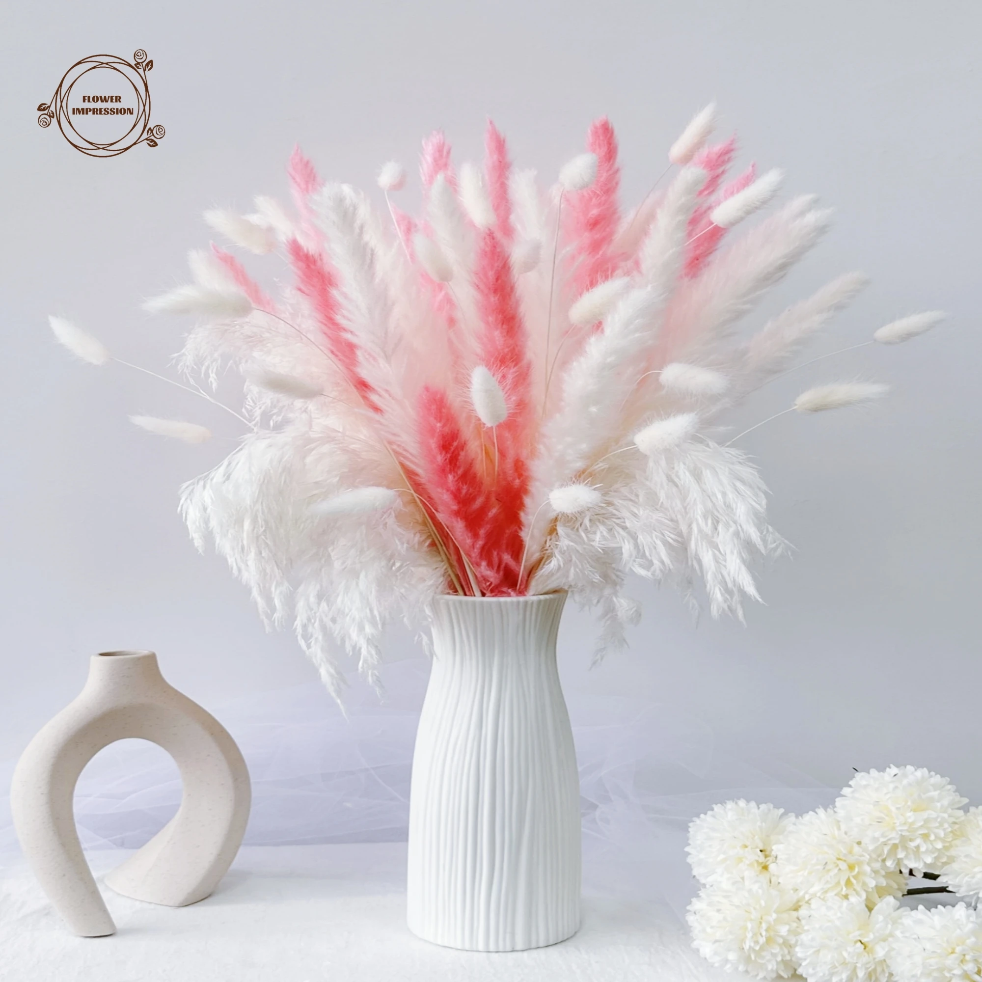 Dried Flowers Pink Eternal Pampas Grass Bouquet Boho Wedding Decoration Fluffy Rabbit Tails Home Decor Reeds Photography Props