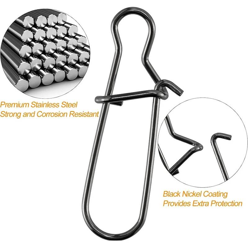 PRO BEROS 50 Stück Angel-Druckknöpfe, Clip-Lock, hochfest, starker Edelstahl, Duo-Lock-Snap, Schnellwechsel-Köder-Gerät – Detail 4