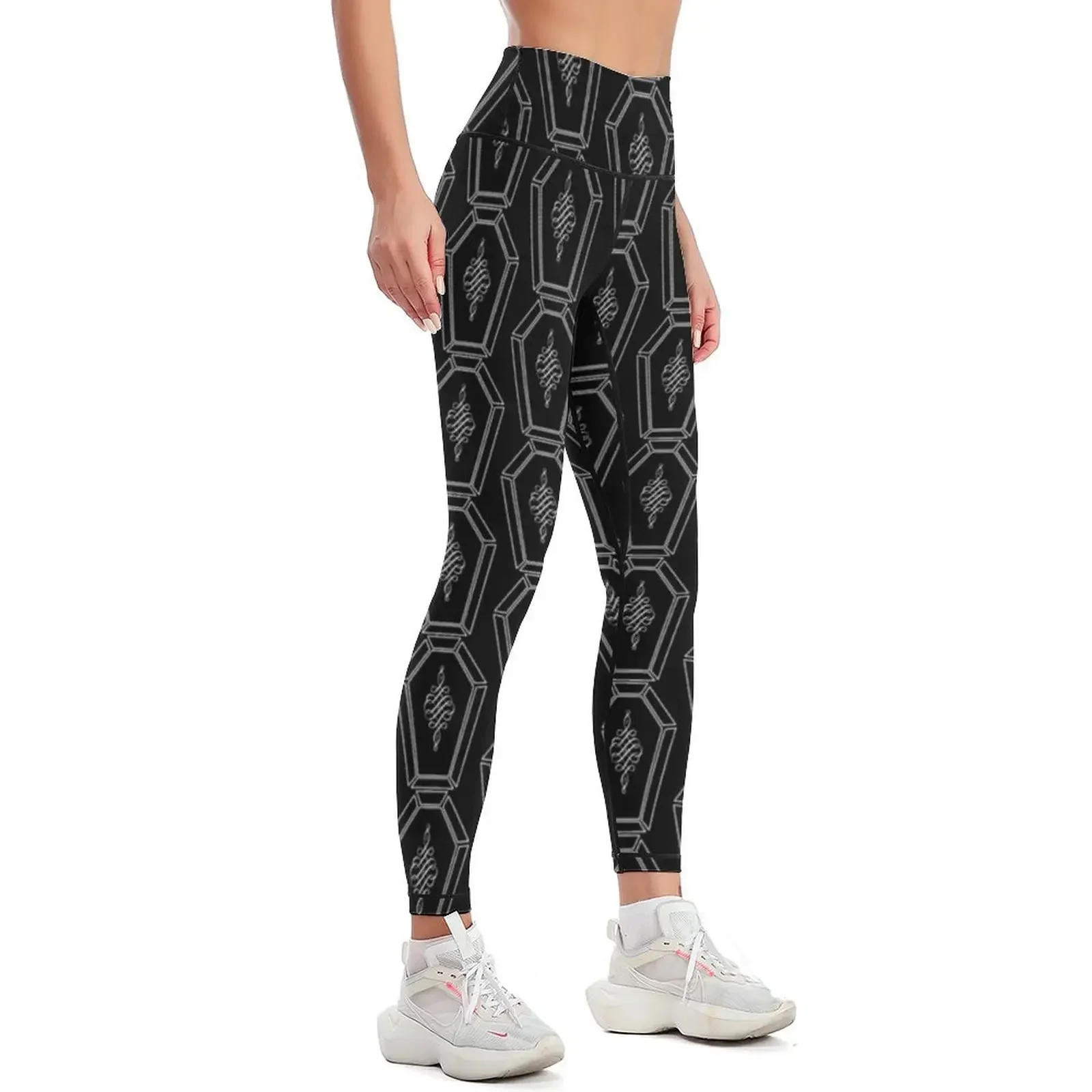 The Funeral - Coffin Leggings متوهجًا رياضيًا لملابس رياضية للصالة الرياضية للنساء في صالة الألعاب الرياضية