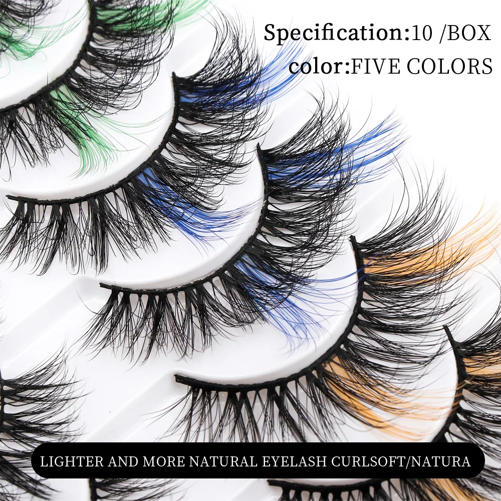 ふわふわのつけまつげ,化粧品アクセサリー,自然な効果,10ペア,メイクアップ,5色,C5D-mix01-2