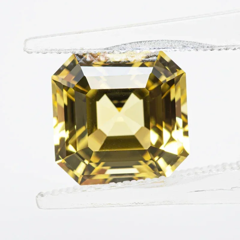 Top Lab Grown Sapphire Square Yellow Color Asscher Cut VVS1 Charms DIY for Jewelry Making Materials Selectable AGL Certificate
