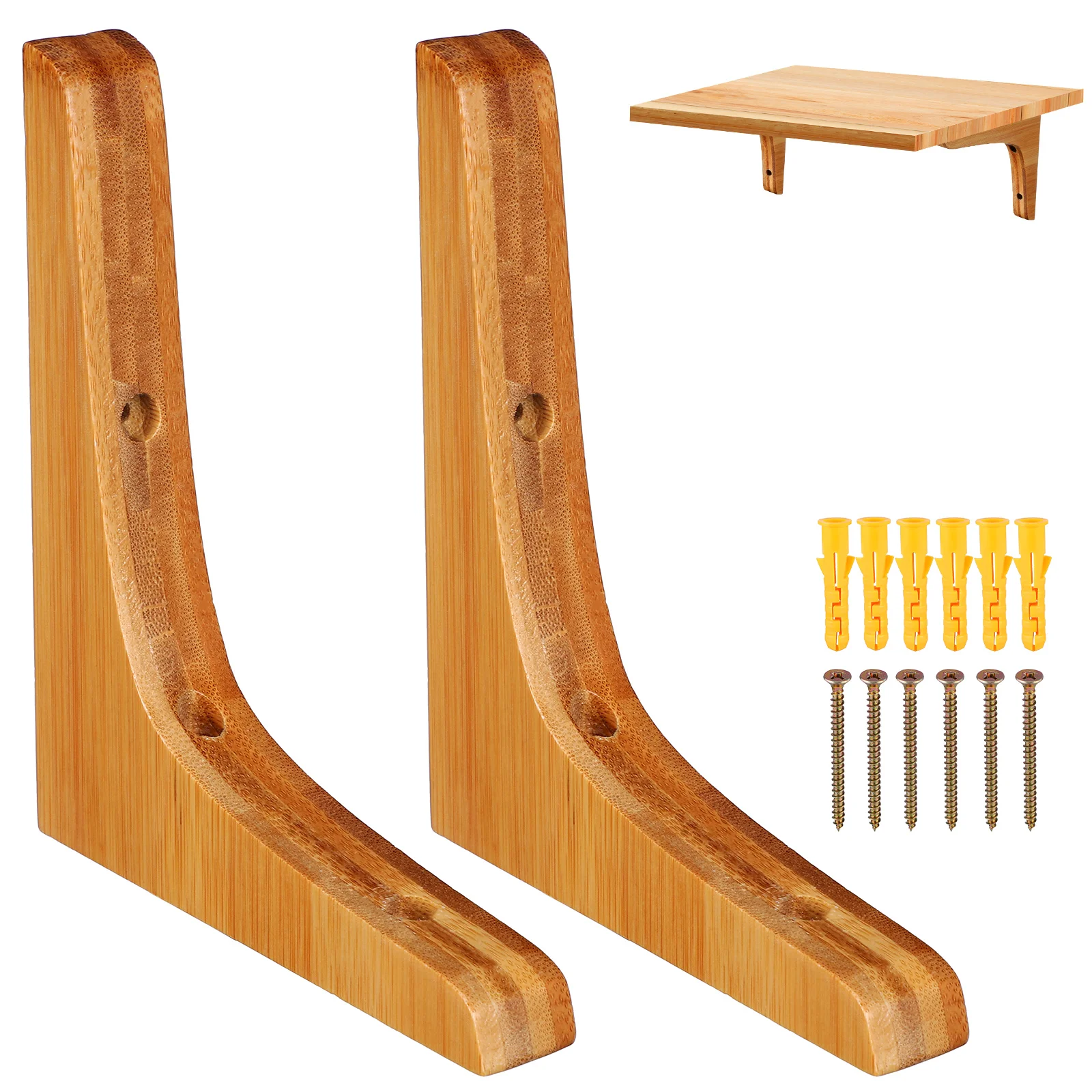 

2 Pcs Pieces Shelf Brackets Wall Mount Ceramics Triangle Support for Shelves Wood Bamboo Heavy Duty Floating