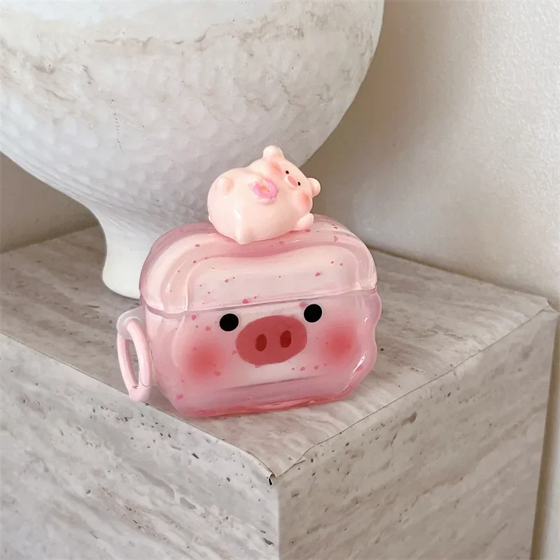 3D Pink Pig Case for AirPods Pro2 Airpod Pro 1 2 3 Bluetooth Earbuds Charging Box Protective Earphone Case Cover