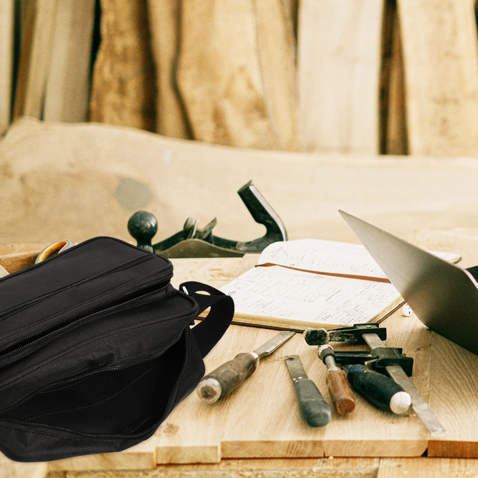 حقيبة أدوات متعددة الوظائف من القماش منظم عالي التحمل لإصلاح نجار كهربائي وتخزين حمل الكتف عبر الجسم