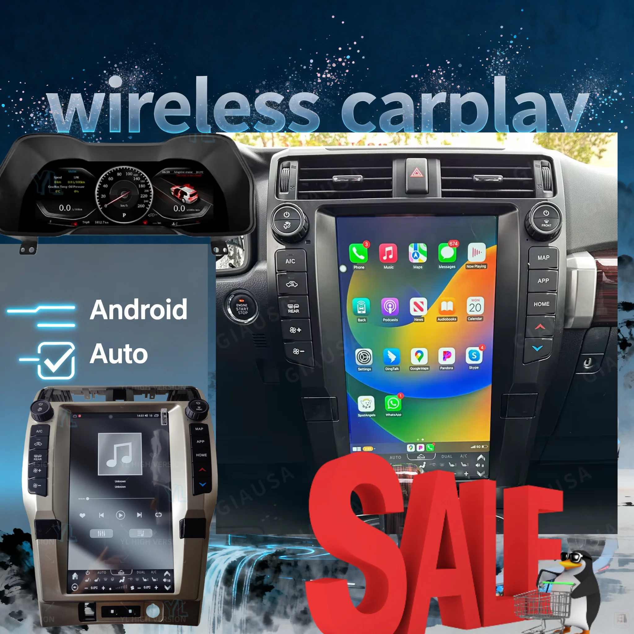 YL أندرويد 13 شاشة تعمل باللمس لتويوتا 4 عداء 2010-2022 راديو السيارة الوسائط المتعددة ستيريو نظام تحديد المواقع أندرويد السيارات اللاسلكية CarPlay رئيس وحدة #1