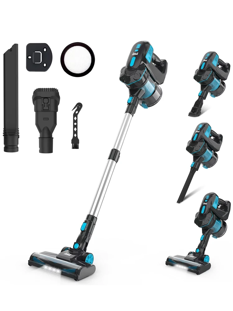 INSE V770 Akku-Handstaubsauger, 6-in-1, 20 kPa, leistungsstarker, leichter Stabstaubsauger, flexible LED-Scheinwerfer für Teppichbett