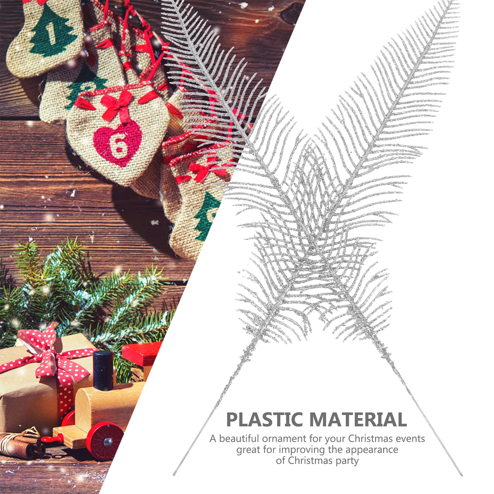 

Gold Powder Blade Christmas Leaves Decor Red Green Picks Tree Wreaths Glitter Artificial Bright Colors Festive Home