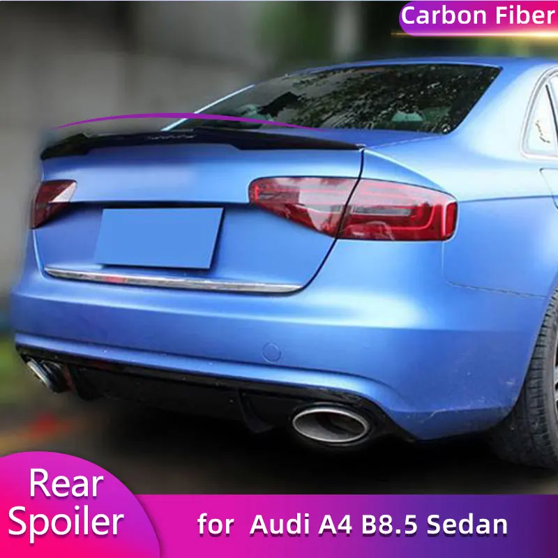 

Full Carbon Fiber Rear Trunk Spoiler Wings for Audi A4 B8.5 Sedan 4D 2013-2016 Car Racing Rear Spoiler Boot Wing Lip Body Kit