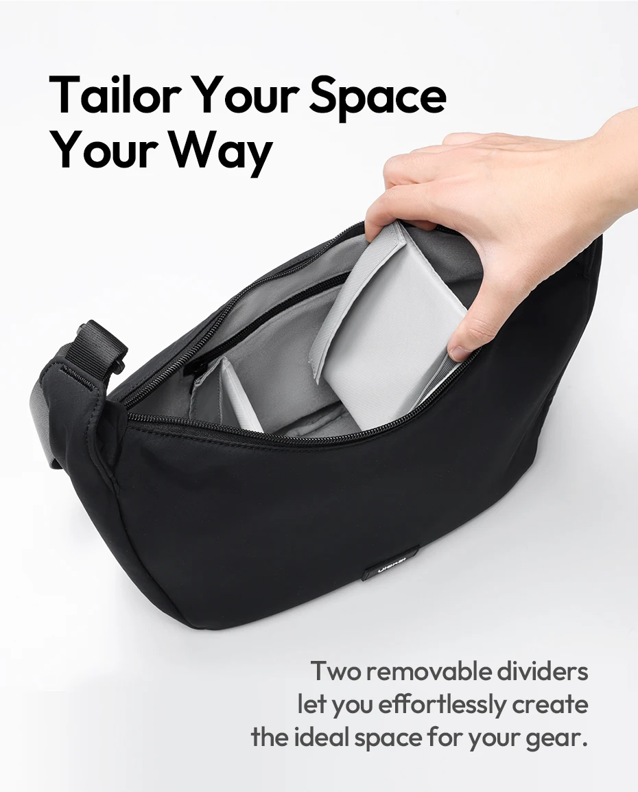 Ulanzi HMN1Lunar Sling Bag Reise-Schultertasche mit Trennwand, verstellbarer Riemen, Umhängetasche für Straßenfotografie, tägliches Pendeln – Detail 7