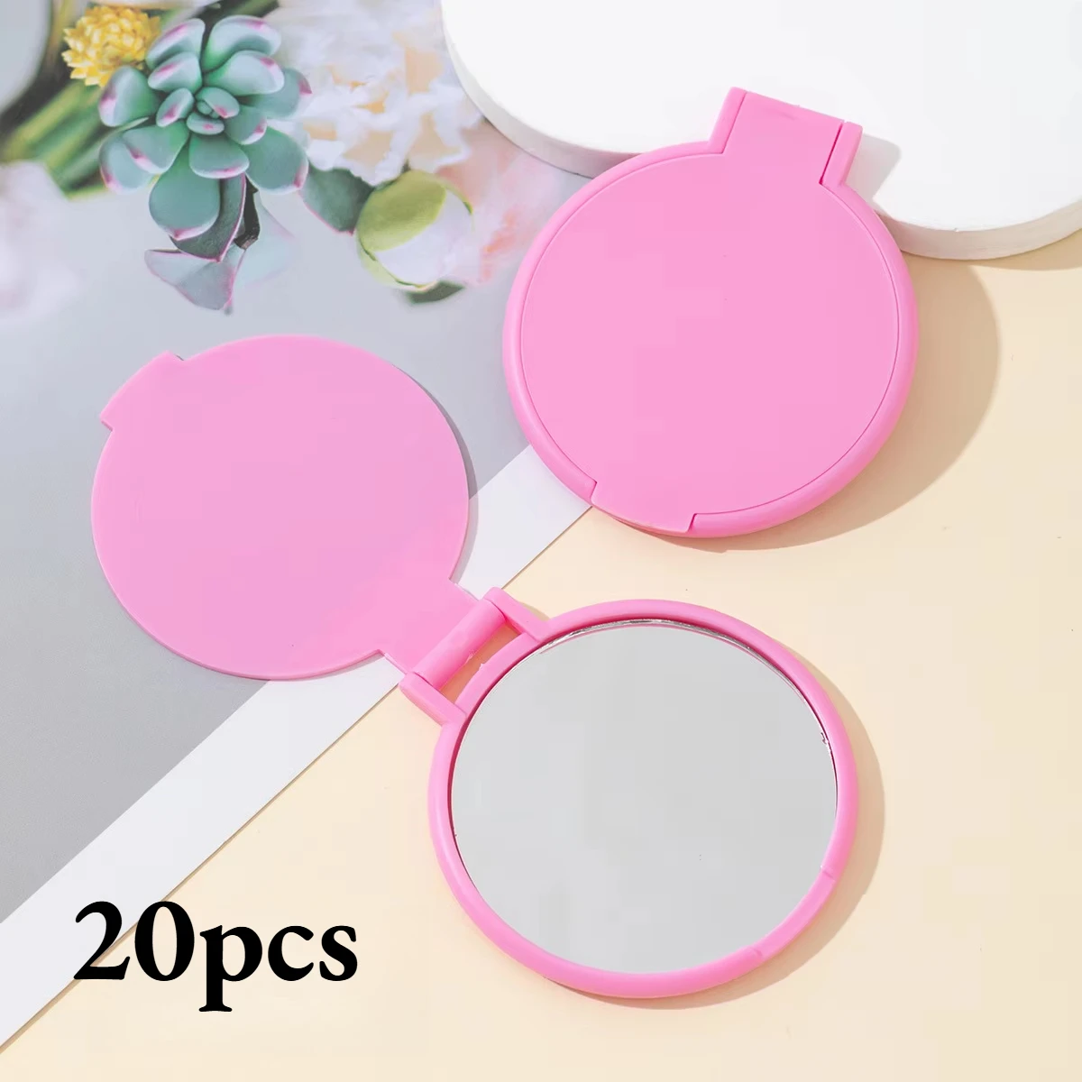 20/50 stuks roze zwarte draagbare mini opvouwbare make-upspiegels - dames reizen dagelijkse verzorgingsspiegel, duurzaam plastic frame