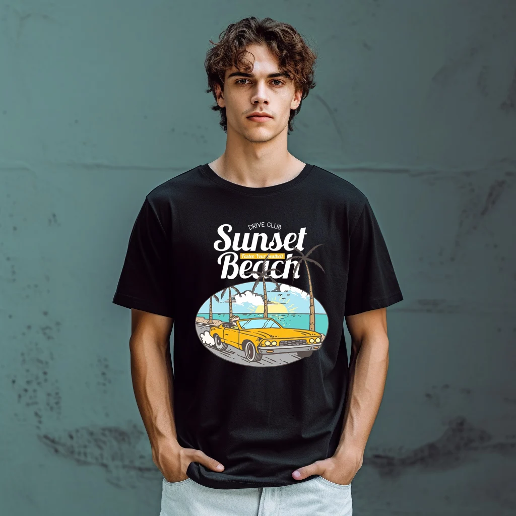 Summer Trend Mountain Car Letter Sunset Iron On Transfer on Jackets Bags Socks Pillow Clothes Fusible Patch Stickers on Fabric