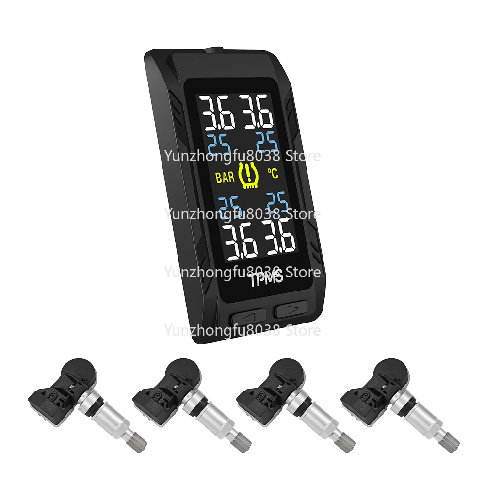 ثنائي الطاقة ACC USB TPMS رقمي عالمي مع أجهزة استشعار مدمجة نظام مراقبة ضغط الإطارات اللاصق في الوقت الحقيقي