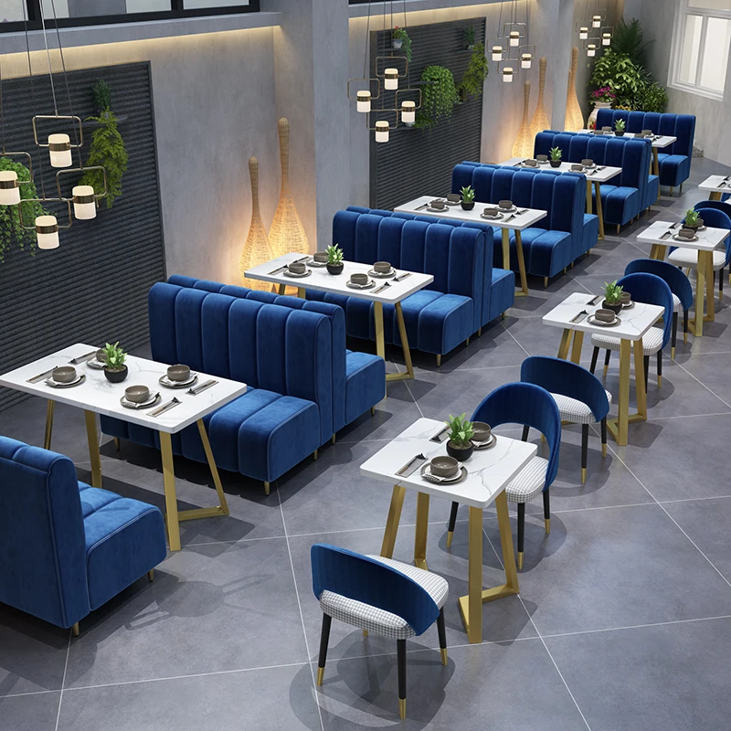custom.Simple Milk Tea Shop Deck Table and Chair Combination Celebrity Dessert Coffee Shop Sofa Snack Burger Shop Catering Furni