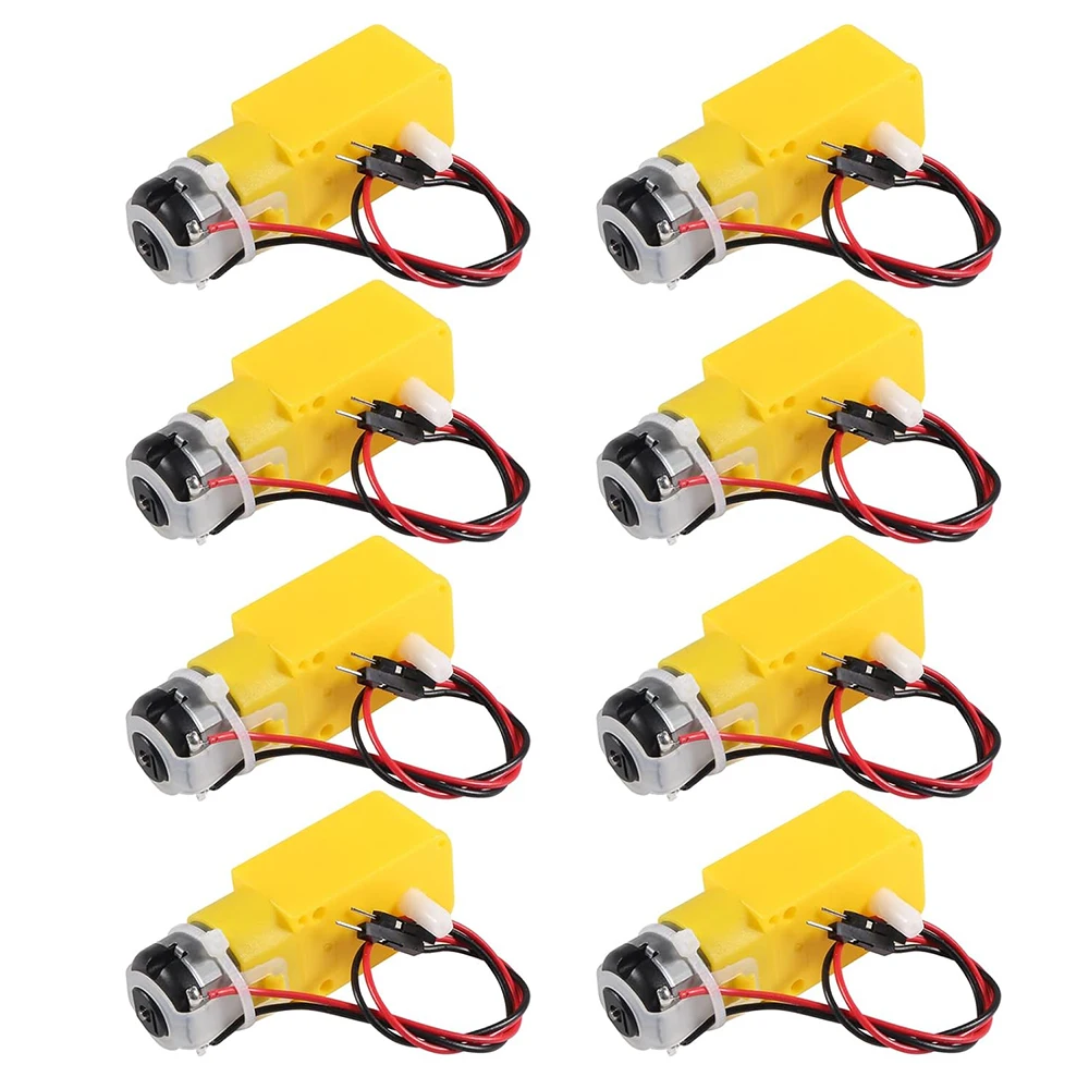 

8pcs TT Motor Dual DC 3-6V Gearbox Motor 200RPM Ratio 1:48 Shaft Motor with 2.54mm Wire for Arduino DIY Smart Car Robot