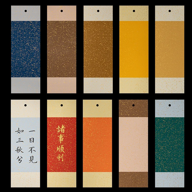 10 Sheets Creative Batik Bookmarks With of Xuan Paper Classical Chinese Style Calligraphy Works Blank Card Customized Logos