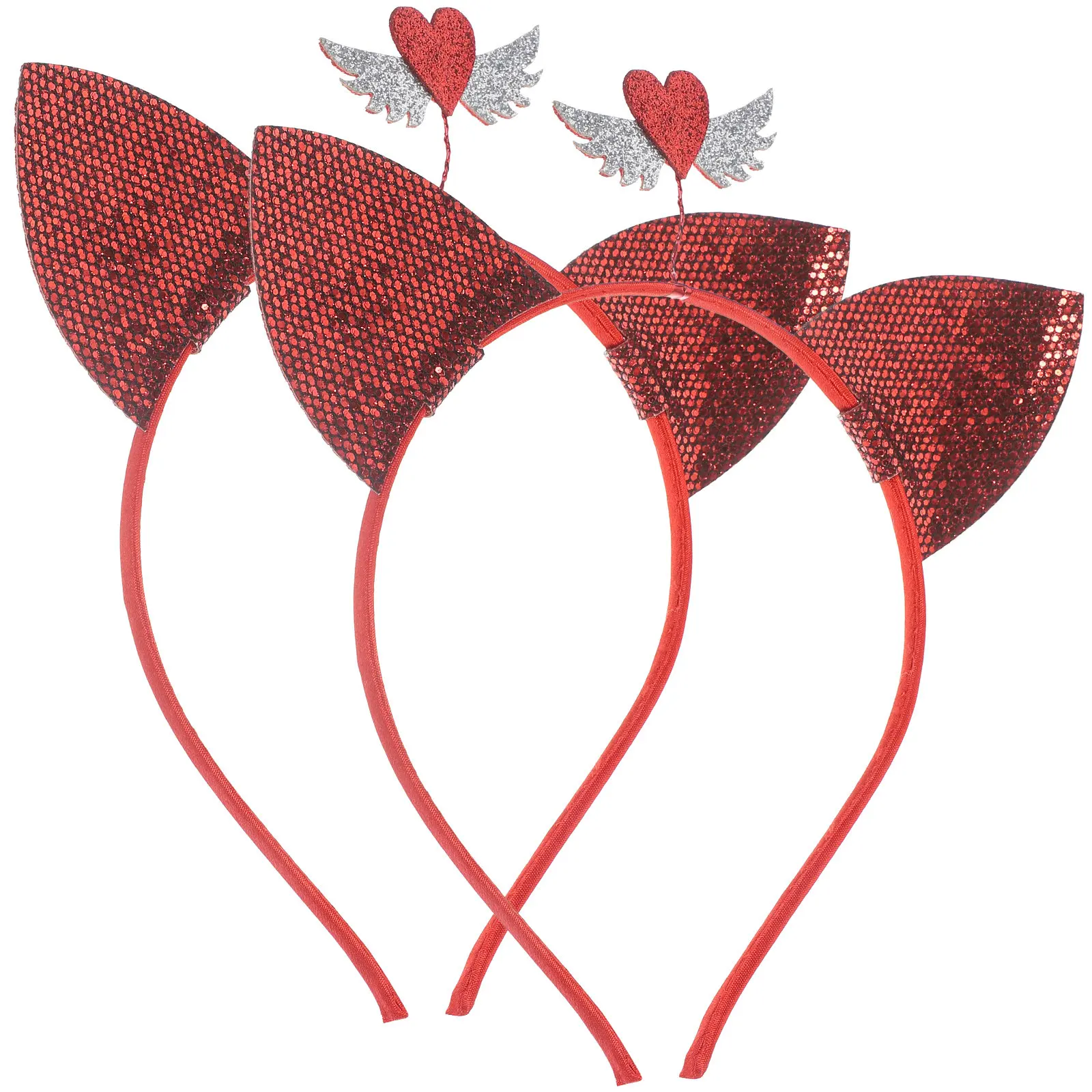

2Pcs Heart Wings Headbands Soft Fabric Valentine's Day Hair Decor Adorable Design for Couples Friends Matching Outfits