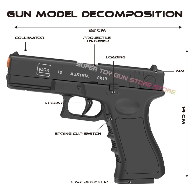 2024. Catapulta de pistola de juguete negra, pistola de aire de juguete, pistola Blaster, modelo de disparo continuo, lanzador, combate CS para