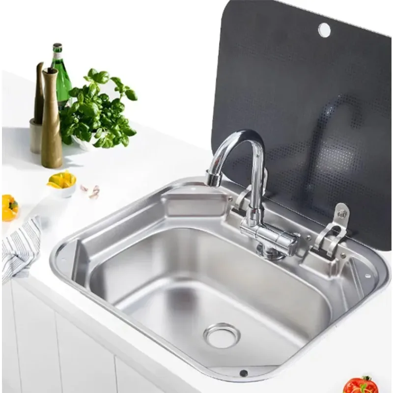 480mm 304 스테인리스 스틸 싱크 공간 절약형 & 초경량 RV 풀-비하인드 트레일러 및 레저 보트 액세서리용