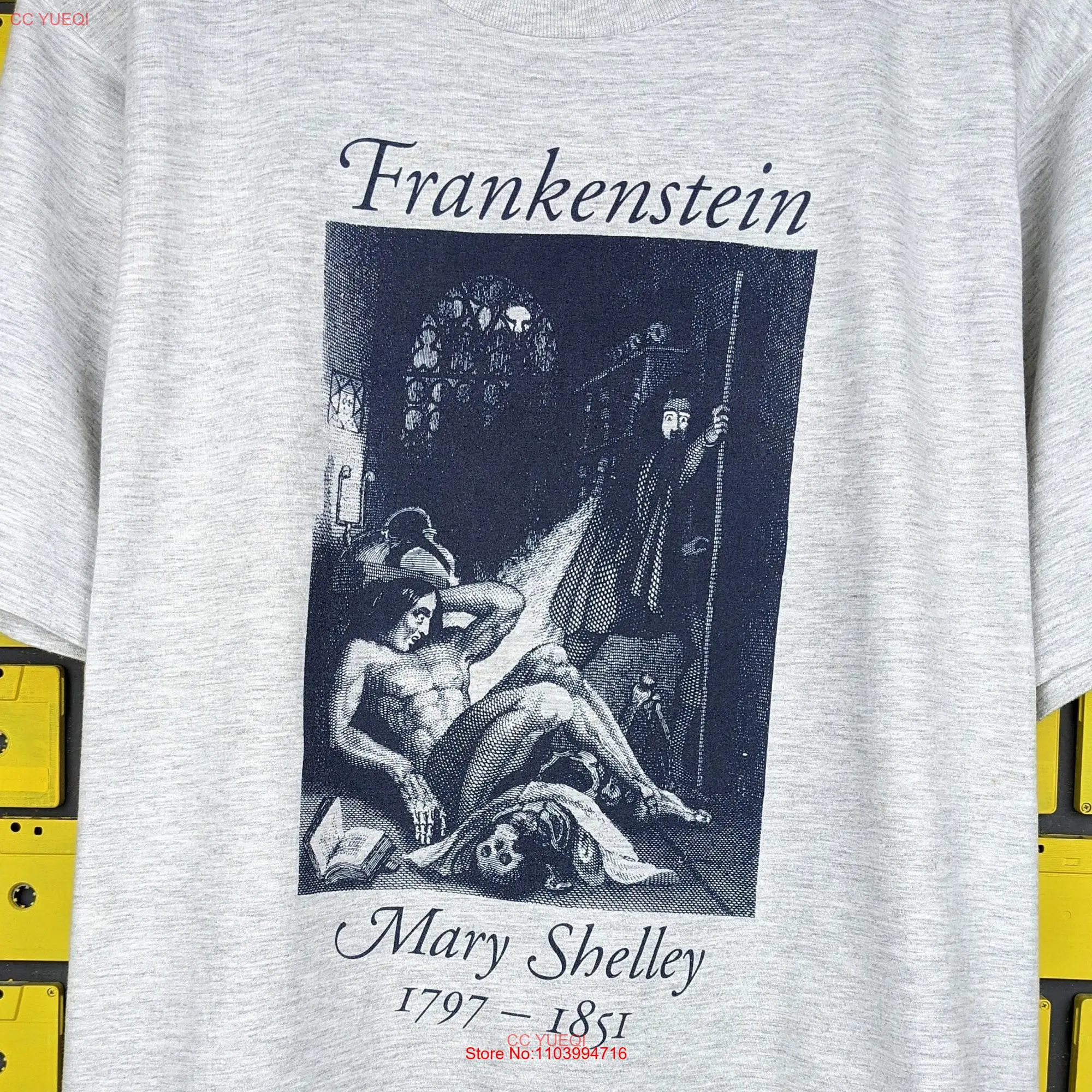 Винтажная Футболка 1997 с длинным или коротким рукавом, с изображением монстров и Франкенштейна, Мэри Шелли, размер M