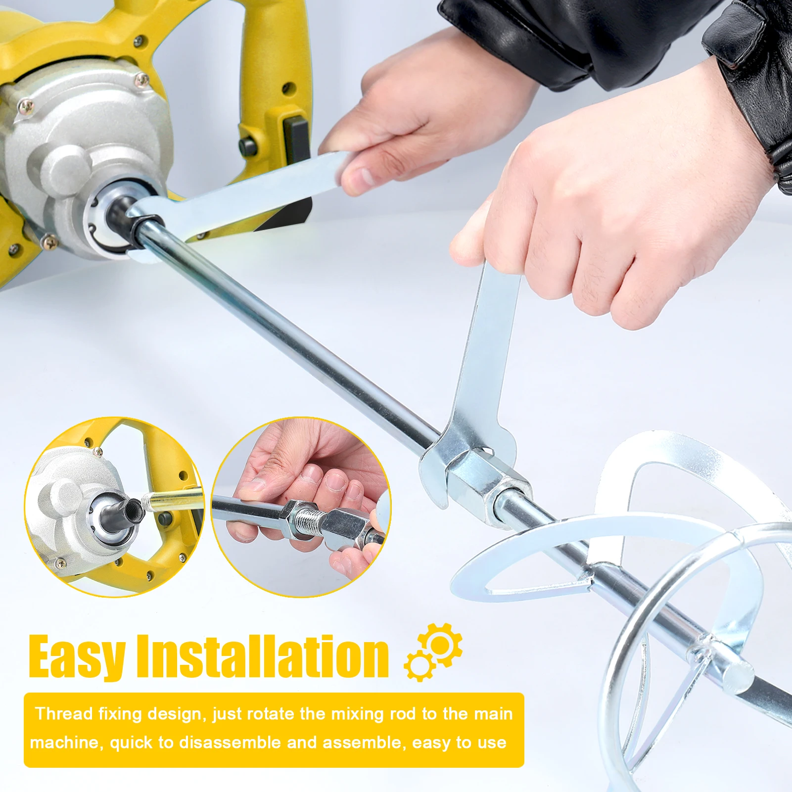 خلاط خرسانة كهربائي 2600 وات، ماكينة خلط أسمنت محمولة قابلة للتعديل بـ 6 سرعات لتحريك طلاء الجص Thinset Mortar #5