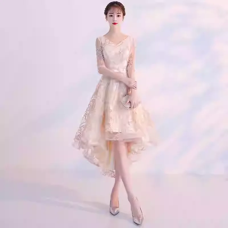 Small evening dress for women, high-end luxury, niche, high-end sense of adult ceremony, birthday party host, champagne color