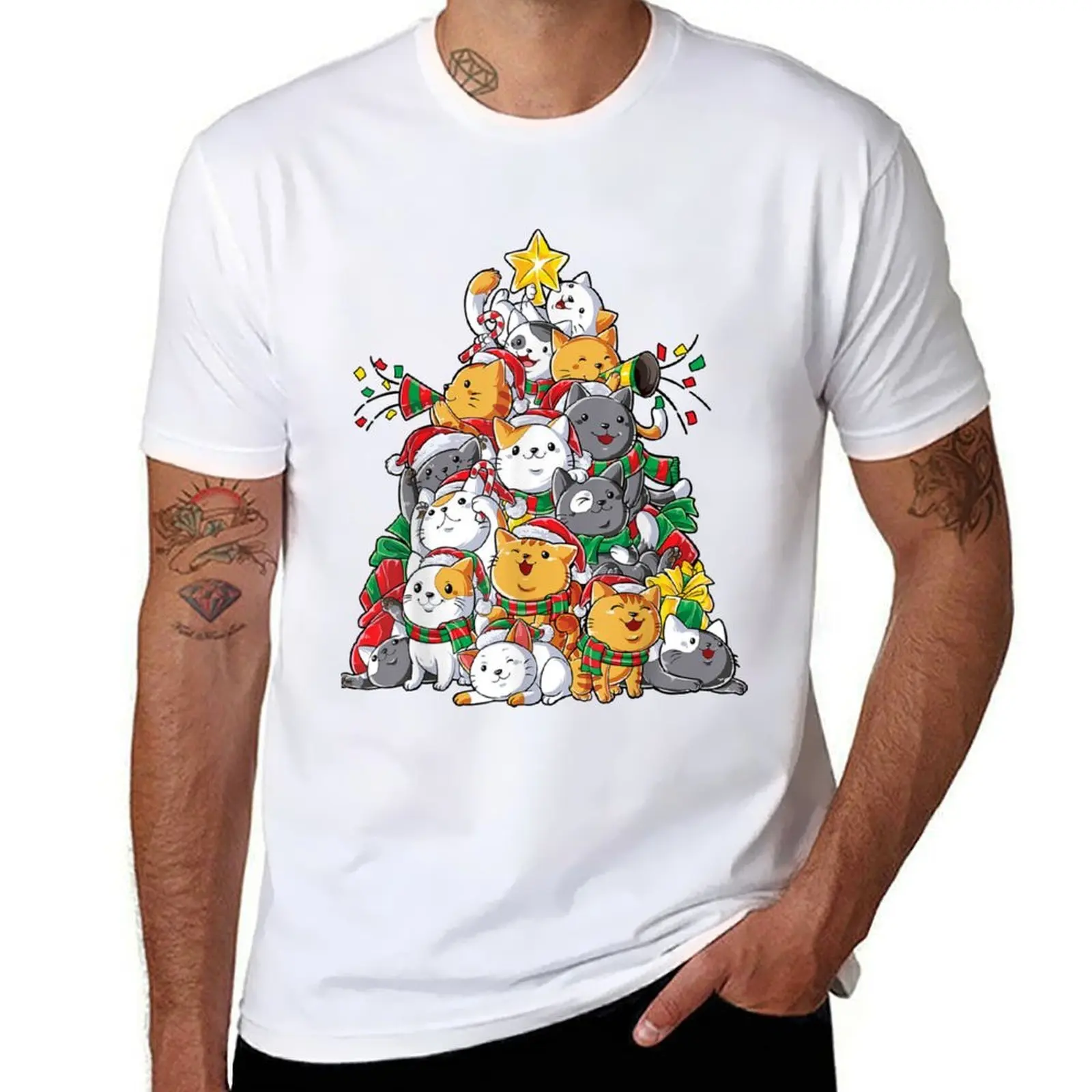 

Cat Christmas Tree Meowy Catmas Xmas T-Shirt t shirt man luxury man t shirts cotton T-Shirt
