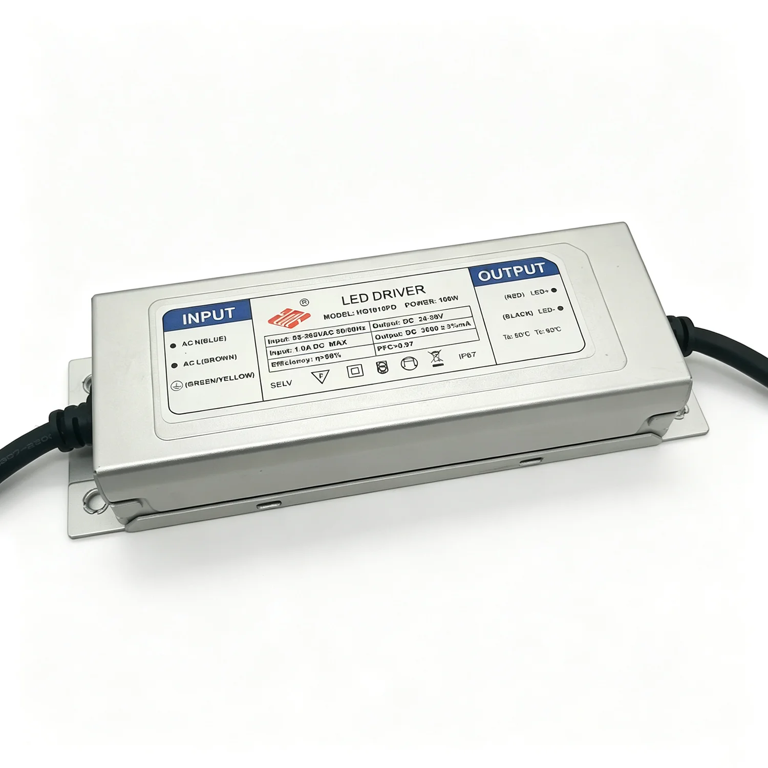 100W Floodlight LED Driver IP67 Waterproof Floodlight Lighting Transformer AC 90V-265V Output DC30-36V 3000mA