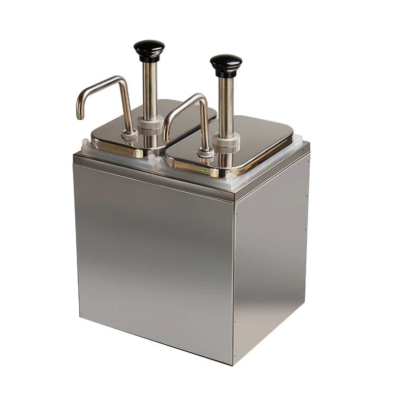 Commercial Stainless Steel Sauce Container Machine 2L Sauce Dispenser Pump Machine Double Head Topping Condiment Dispenser