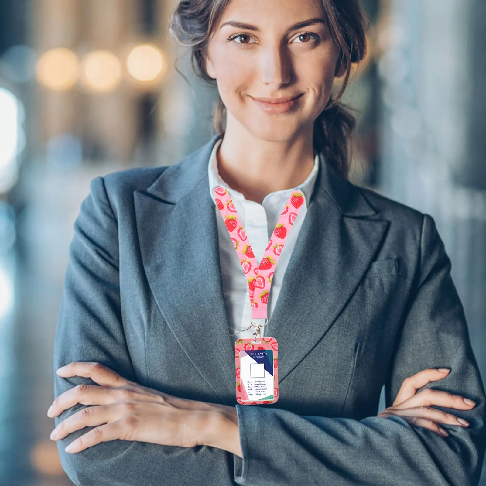 

Id Badge Holder Detachable Lanyard Fruit Pattern Card Sleeve Teacher Student Office School Name Tag Cover Id Badge Holder