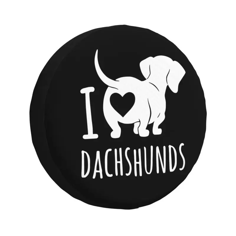 Custom I Love Dachshunds Spare Wheel Cover for Mitsubishi Trailer Badger Sausage Wiener Dog Tire Protector 14