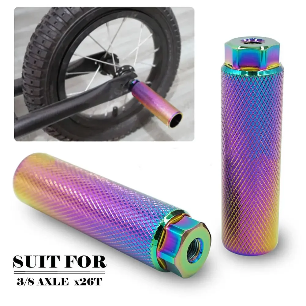 1pcs Alloy Foot Stunt Peg For Mtb Bmx Bike 3/8'' Axle Footrest-Lever Cylinder Grip Non-Slip Axle Foot Pegs Bicycle Accessories