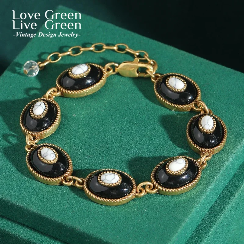 

Vintage Retro Black And White Evil Eyes Enamel Charms For Bracelets Makinggold Color Antique Jewelry Retro Mother Day Gift New