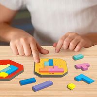 Logical Thinking Game Tangram Jigsaw Puzzle Wooden Geometry Colorful Quick-fix Tangram Jigsaw Puzzle Game Montessori