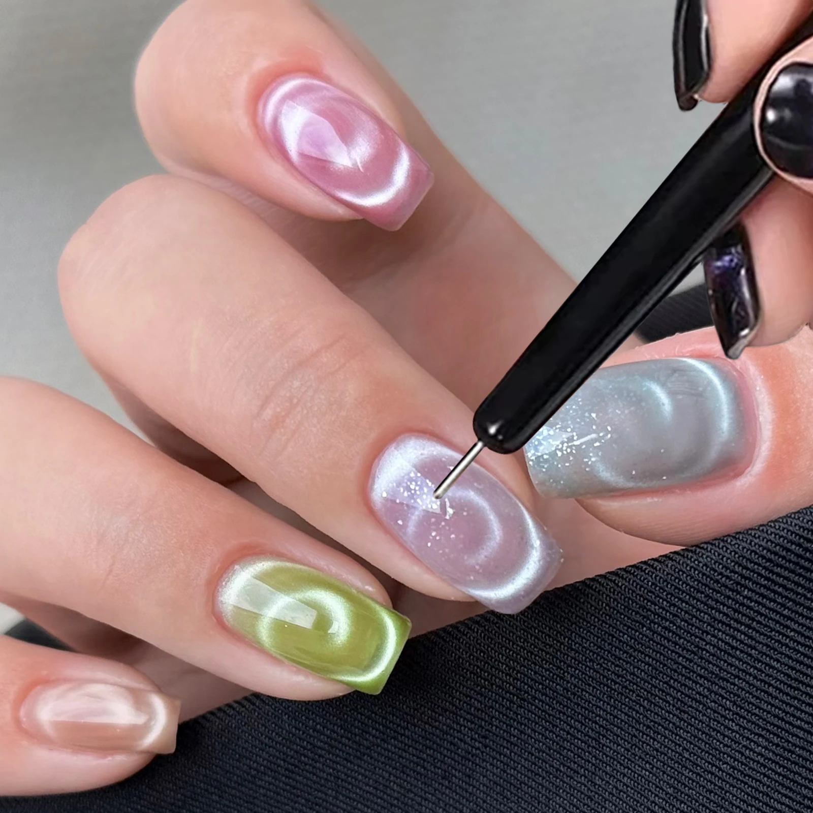 

Cat Eye Magnet Tool Suction Steel Ball Special Magnet Pen Nail 3-in-1 Art Magnet Set for Cat Eye Gel Polish DIY Manicure Tools