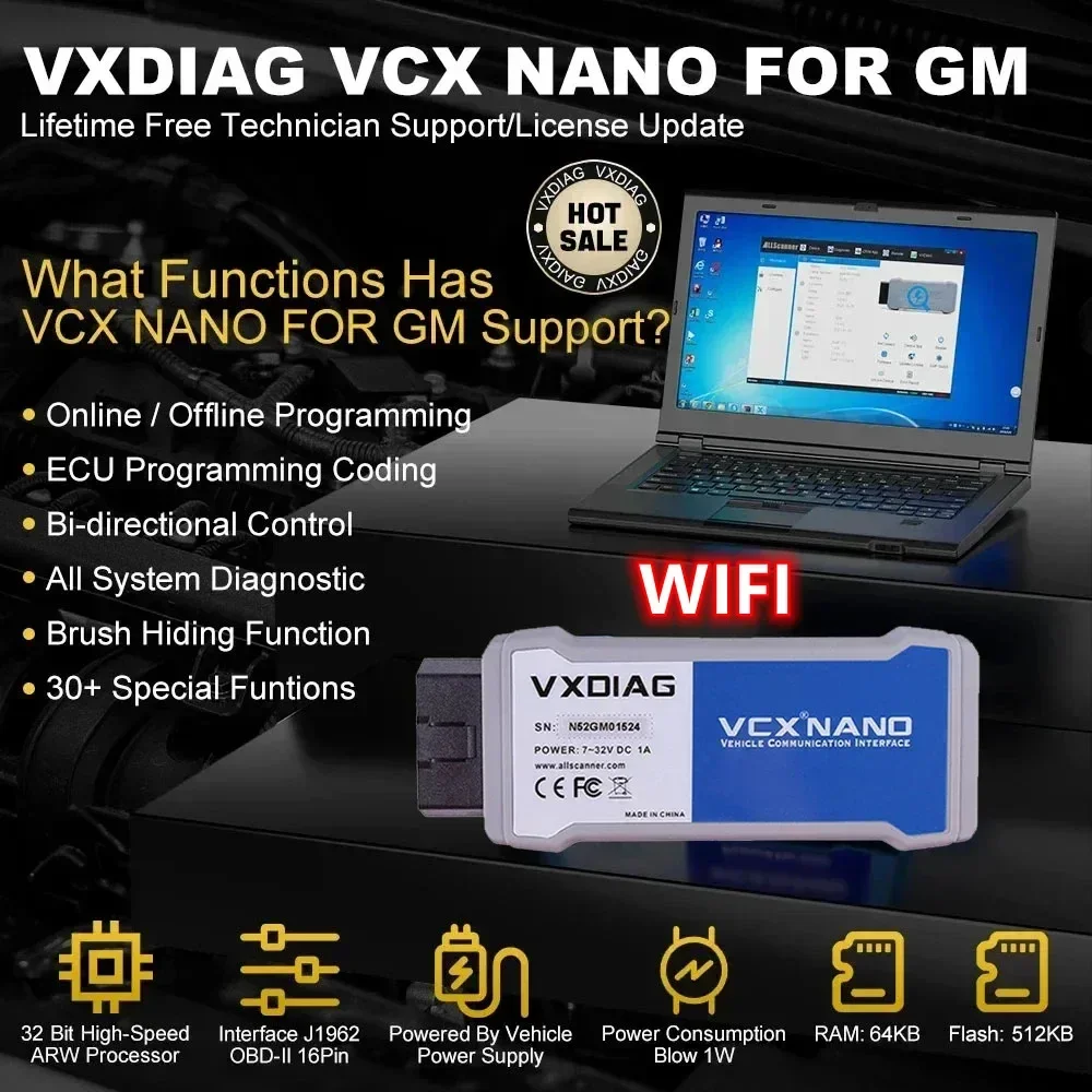 VXDIAG VCX NANO NX600 For GM WIFI J2534 Programming ECU Coding Active Test OBD2 Diagnostics For opel All System With 30+ Service