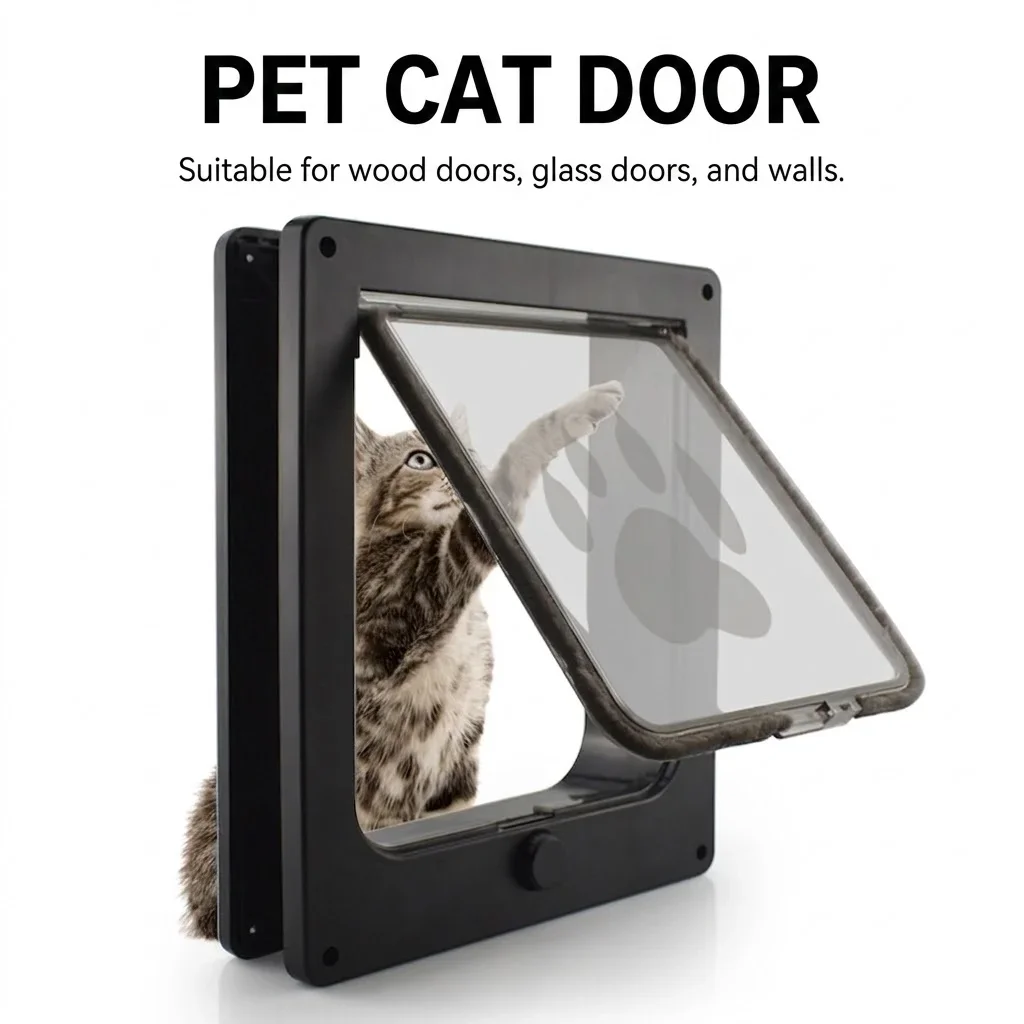 Pet Rotating Cat Door ABS Material Cat Come-in and Out Freely Smart Pet Supplies for Cat Pet Home Indoor Outdoor