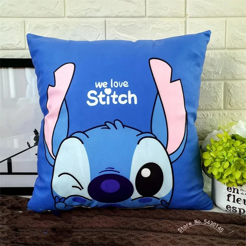 Disney Pillowcase Cushion Cover Lilo & Stitch Throw Pillow Cover for Sofa Car Cartoon Boy Girl Gift 40x40cm