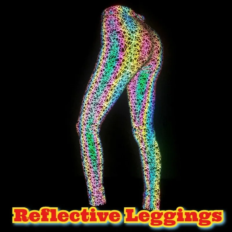 

Reflective Leggings Women Cycling Pants Reflective Tights Yoga Pants Shapewear Leggings Sports Pants Night Running Jogging