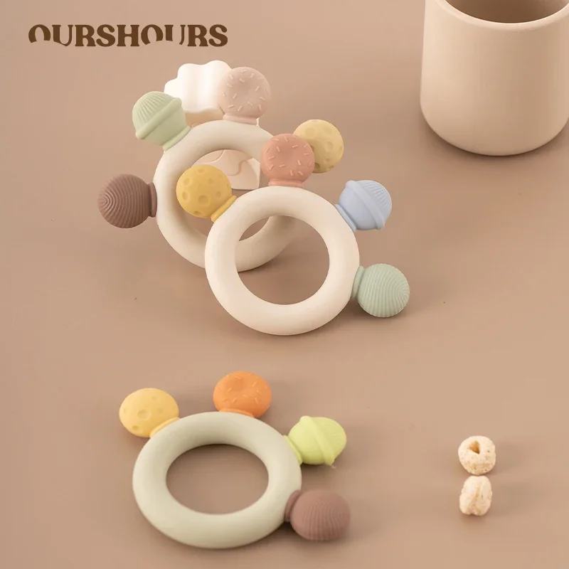 Food Grade Silicone Baby Teethers BPA Free Colorful Soft Textured Infant Chewing Teething Toys for Boy and Girl Baby Accessories