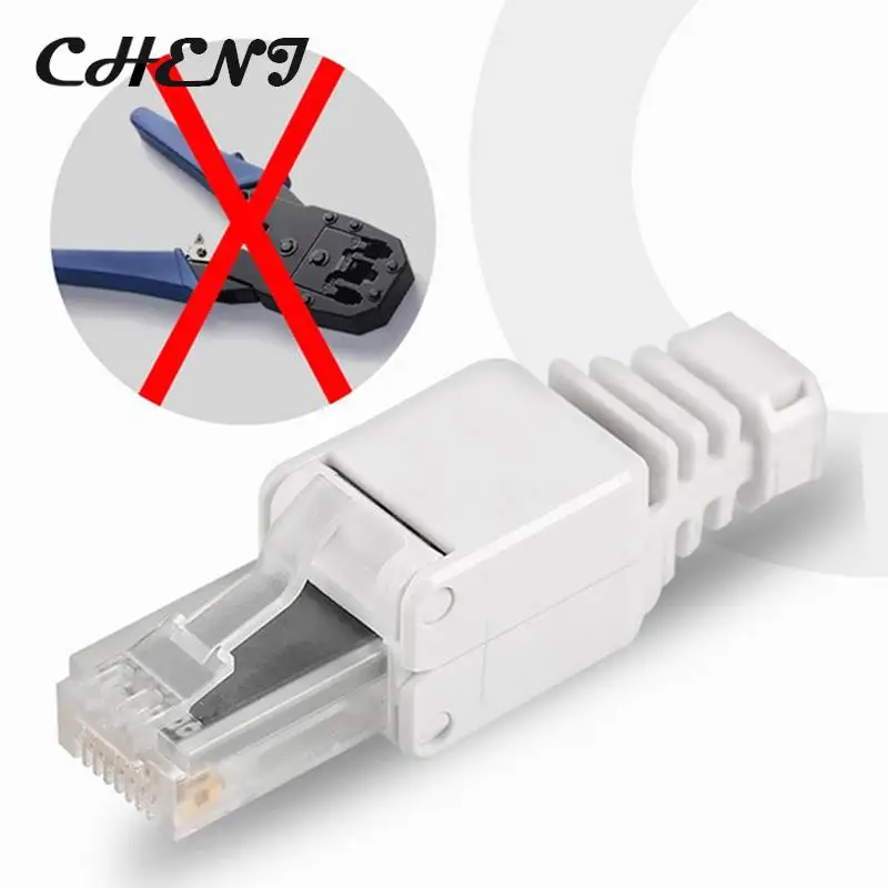 Crystal Cabeça Plug Conectores de rede, Sem Conectores Crimp, Cabo Ethernet Tool-less, Conector RJ45 CAT6, CAT5E, CAT6, 1pc