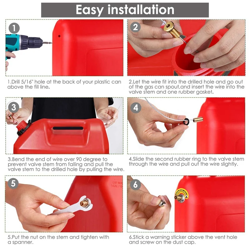 Fuel Gas Can Vent Caps, 6 Pack Upgrade Fuel Gas Can Vent Kit, Used For All For Gas Can Fuel Tank Water Jug Enhances Flow Durable