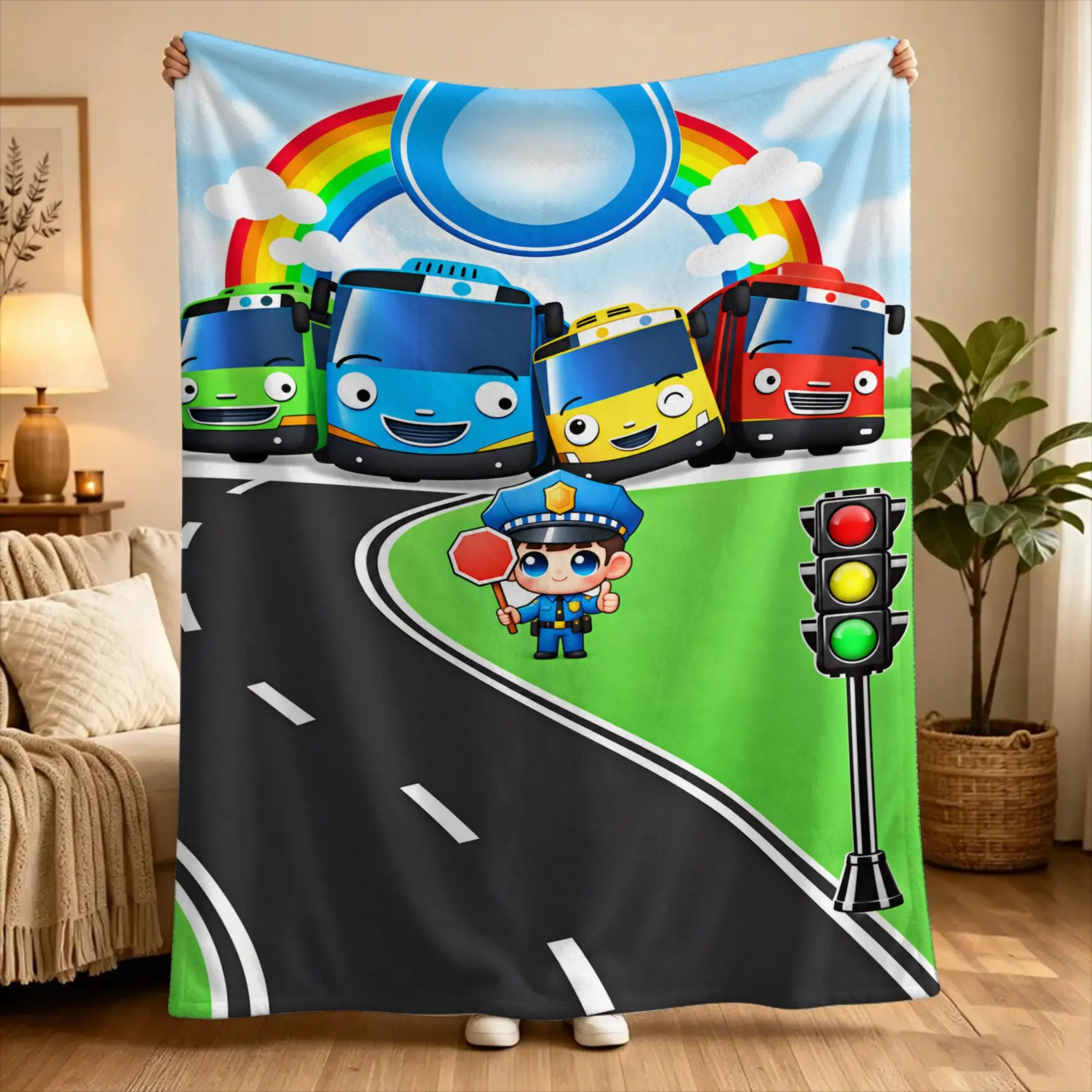 T-Tayo the L-Little Bus  Blanket  Travel Office Flannel Bedding Throws For Couch Bed Super Soft Customized Quality Bedspread